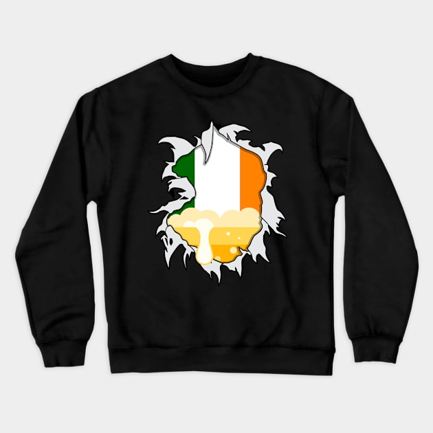 Irish Flag and Beer Crewneck Sweatshirt by RadStar